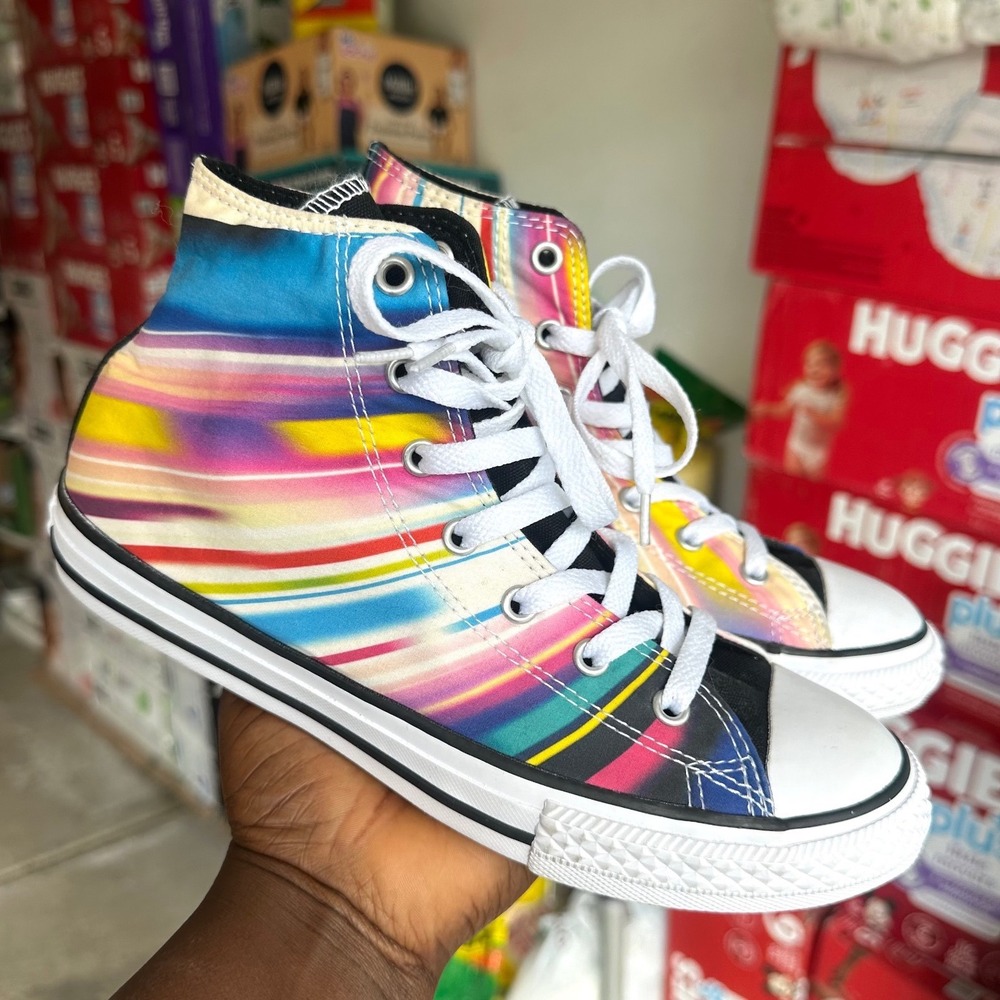 Converse Chuck Taylor All Star High Top Rainbow Stripe Big Kids Sneakers Size 5 - Picture 10 of 11